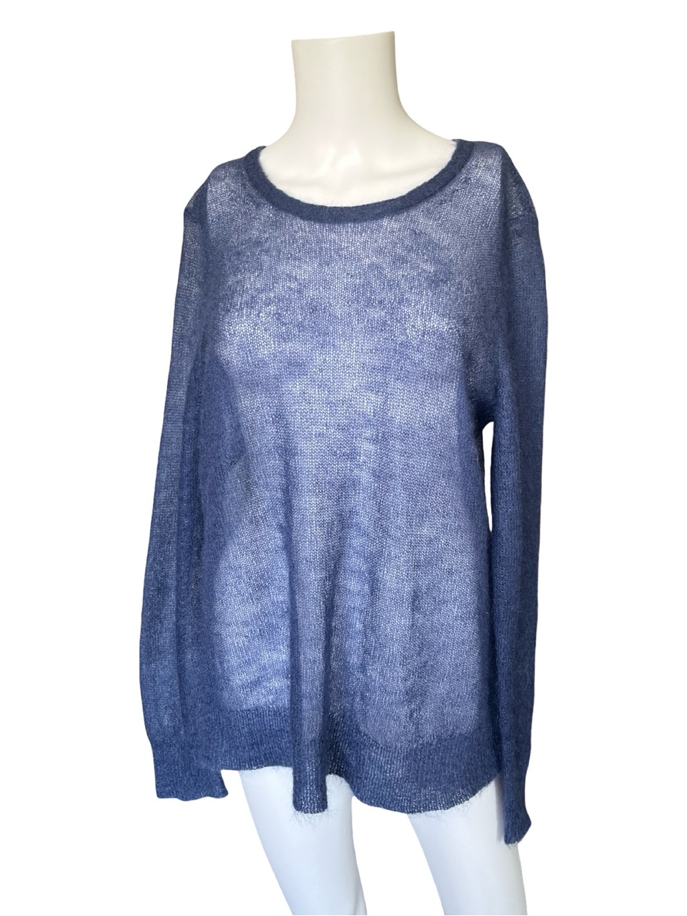 J Jill Sheer Blue Mohair Sweater Lightweight Knit Womens Size Large